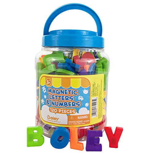 Boley 120 Piece Toddler Bucket of Magnetic Letters and Numbers - Magnetic Play Letters, Numbers and Symbols in A Clear Transportable Bucket - Great Educational Toy for Kids, Children, and Toddlers!