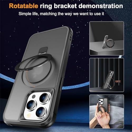 Image of iPhone 15 pro Max Magsafe Stand Case | Matte Design & 360 Protection | Military-Grade Apple iPhone 15 pro Max Cover | Ultra Premium - Black