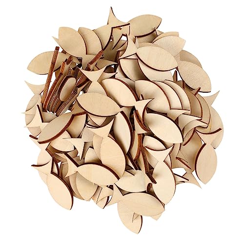 Warmhm 50pcs Plank Solid Fish Wooden Crafts Wooden Animals Wood Trim Unfinished Ornaments Fish Adorn Cutout Accessories Decorations Decor Cutout