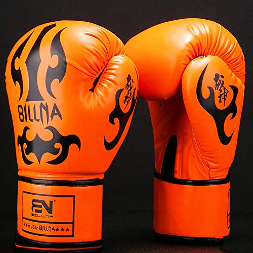 Guantoni da Boxe PU Professionale Traning Pelle Guantoni da Boxe, Thai Sparring Punzone Bag Mitt per Kickboxing, Lottare, Punch Bags, Double Ball velocità End (10 Once 12 Once),Arancia,10oz