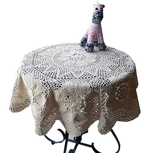 Newrara Vintage Crocheted Lace Tablecloths Handmade Tablecloths Round Table Cover (Diameter: 43.3 Inch) #TOP30