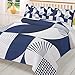 Twin Navy Blue Duvet Cover Set,Washed Soft Microfiber Bed Comforter Duvet+Cover Sets with Ties/Zipper,Modern Abstract Geometry Middle Century Bedding Quilt Duvet Covers with Pillow Cases for Girls