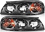 LBRST Headlight Assembly For Chevrolet Impala 2000-2005 Black Housing Amber Reflector Clear Lens Driver and Passenger Side Headlamp