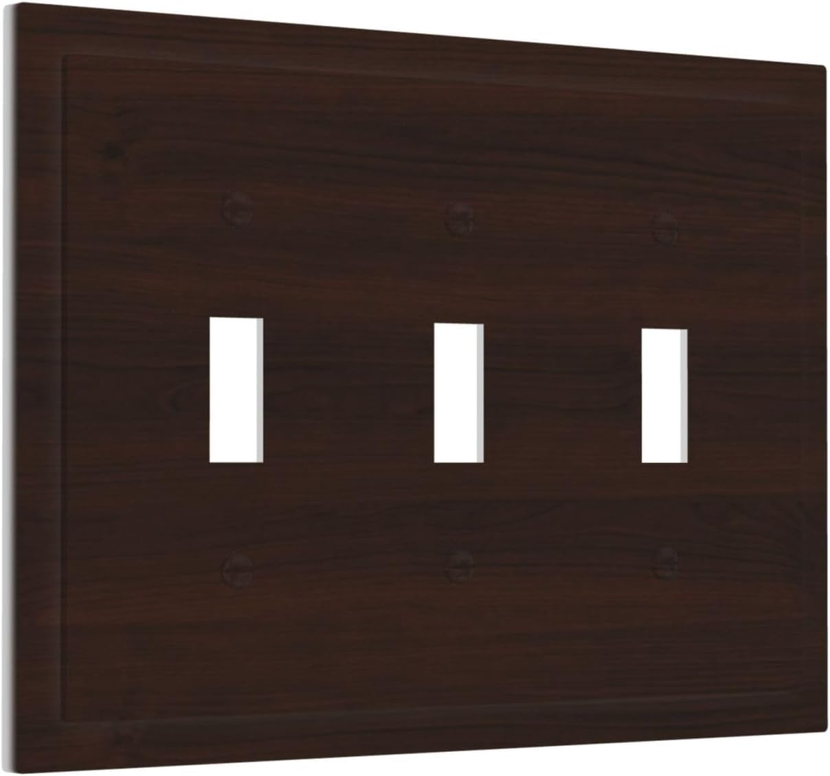 Decorative Light Switch Cover Plate Rustic Vintage Dark Brown Wood Grain 3 Gang Wall Plate Triple Toggle Switch Plate Covers 3 Hole Electrical Switchplate Dimmer Faceplate for Farmhouse Decor image 2
