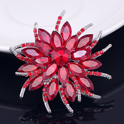 Image of Sparkling Crystal Flower Brooch Pins for Women Dainty Rhinestone Flower Shape Brooch Pin Suit Scarf Hats Decoration Wedding Jewelry