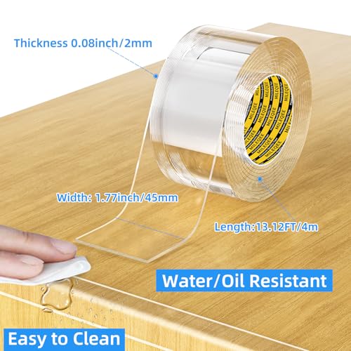 MILEQEE Clear Edge Protector Strip, 45mmx 4m, Scharfe Kante Wrap Cover Tape, selbstklebend Schutz Stoßfänger Guards für Schrank Tür Schreibtisch Glas Tisch Bett Möbel, Küche Arbeitsplatte, wasserdicht
