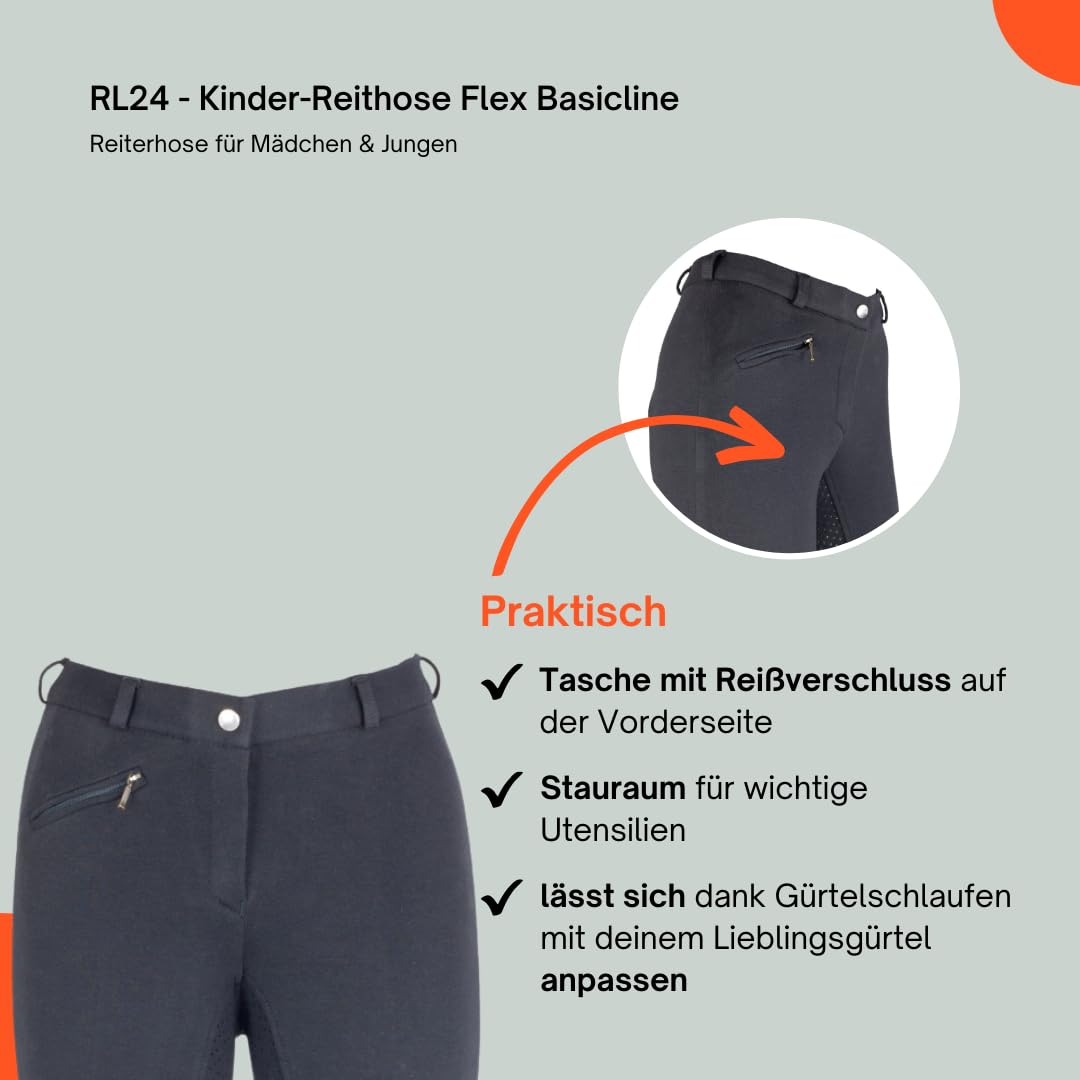 RL24 - Kinder-Reithose Flex Basicline | Reiterhose für Mädchen & Jungen | Silikon-Vollbesatzreithose | hautfreundlich, atmungsaktiv & elastisch | Reitleggings für Kinder | Unisex Reitbekleidung