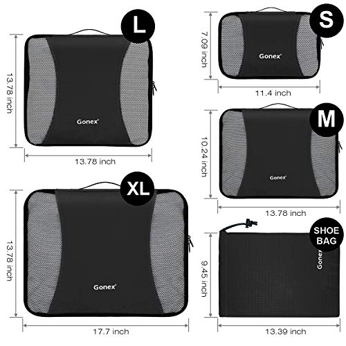 Gonex Packing Cubes 9 Set Travel Luggage Organizer with Laundry bag Black