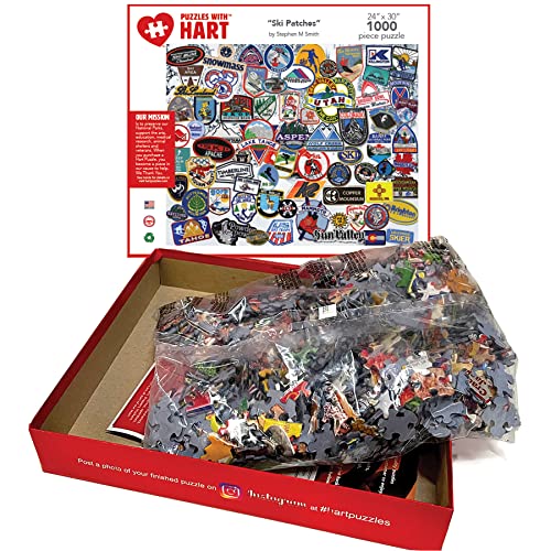 Hart Puzzles Ski Patches 1000 Piece Puzzle, 1 Ea #TOP2