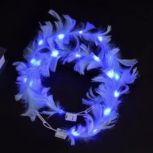 Miniatura 3 de Diadema con corona de plumas LED, diadema con halo de ángel iluminada para niñas y mujeres, cosplay, Halloween, vacaciones (azul)