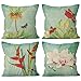 Ohok Funda de cojín de flores con diseño de hojas de animales, 45 x 45 cm, funda de almohada para sofá, casa, salón, dormitorio, decoración de 4 piezas, diseño de mariposas
