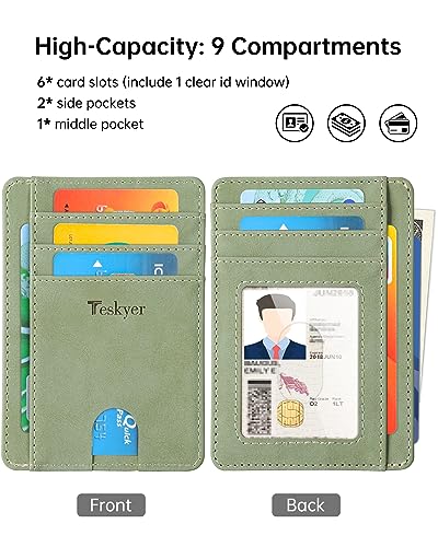 Image of Teskyer Slim Minimalist Wallet for Men, RFID Front Pocket Card Holder | Ultra Slim Front Pocket Design, 8 Card Slots, RFID Protection, Smooth Faux Leather for Everyday Carry