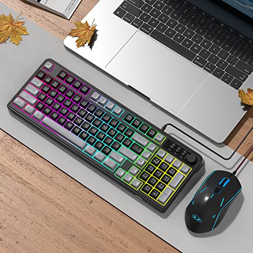 Rgb Gaming Keyboard And Mouse Combo,Magegee Gk980 Wired Backlit Keyboard And Black Gaming Mouse Combo,Pc Keyboard And Adjustable Dpi Mouse For Pc/Loptop/Mac(Grey Black) #TOP6