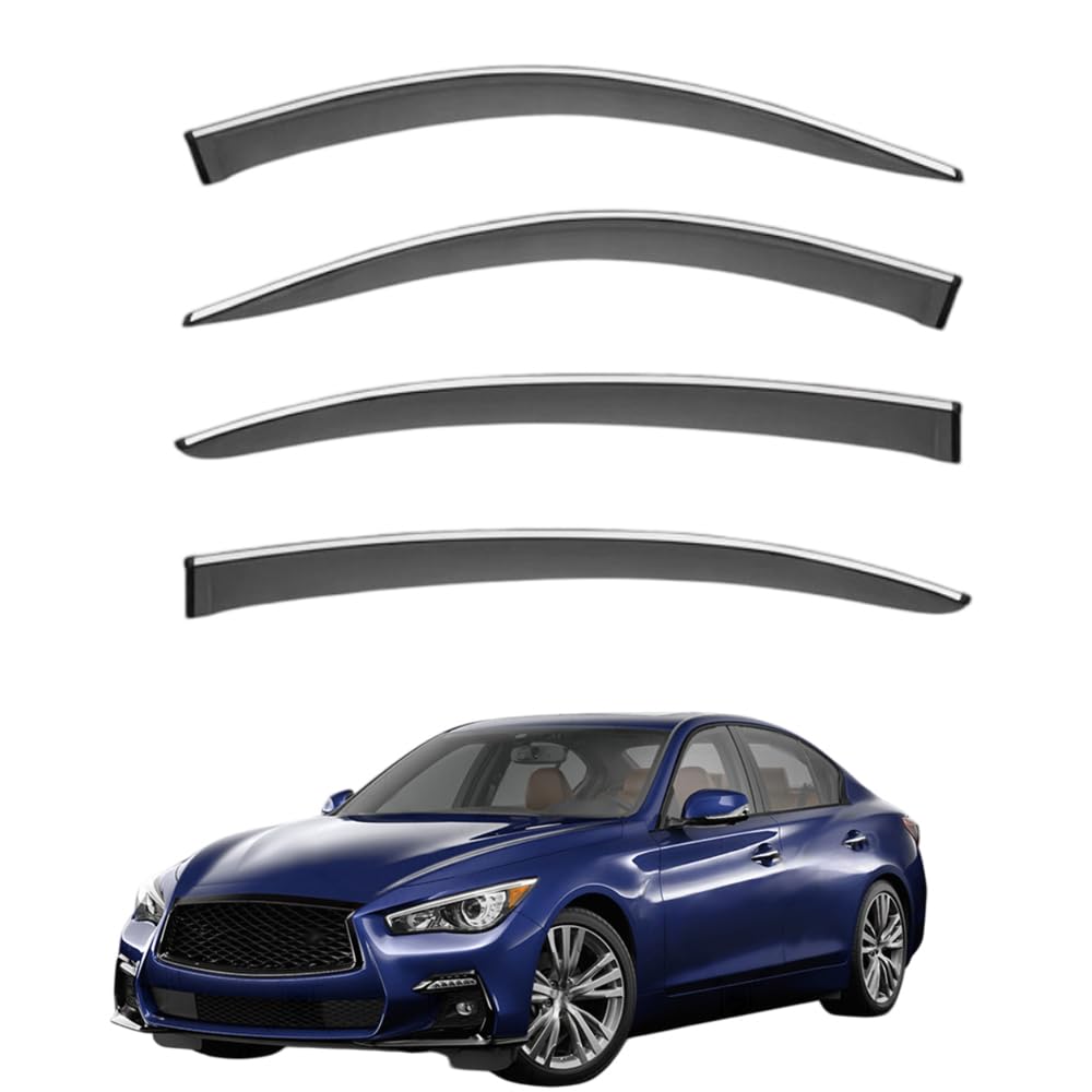 QOEMRHELT 4pc Set In-Channel Wind Deflectors, for Infiniti Q50 Q50S (V37) 2013-2020 Window Visors Rain Guards Vent Visors Rain & Sun Protection,Car Accessories