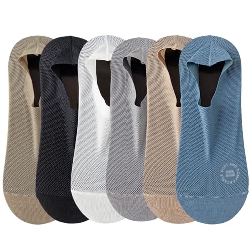 6Pairs Ultra Thin Liner Socks Non Slip Combed Cotton No Show Socks, Ice Silk Breathable Ultra Thin Sock Women Men