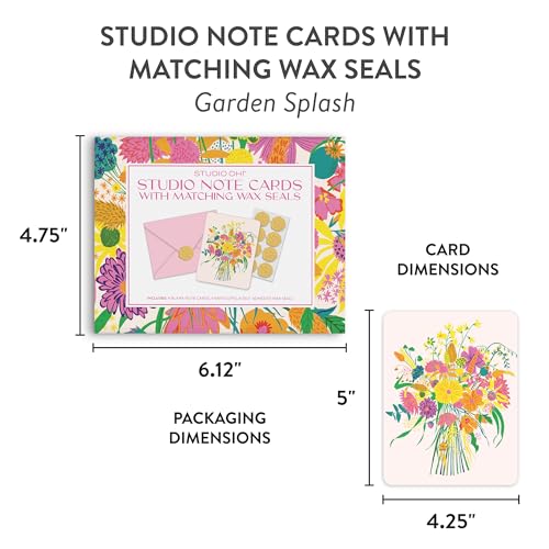 Image of Studio Oh! Blank Note Cards with Envelopes and Wax Seals, Boxed Stationery Set, Embossed All Occasion Cards for Thank You Notes, Letters, Gifts and Keepsakes, Garden Splash