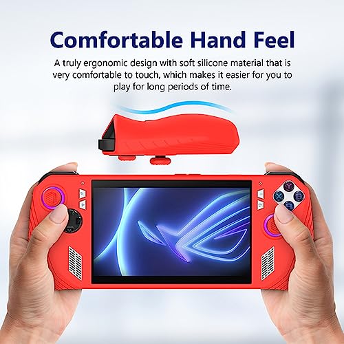 Image of Soft Silicone Protective Case (Black) Fit for ASUS Rog Ally 7 inch Gaming Handheld 2023 All Around Cover Case with Joystick Caps Analog Stick Caps Anti-Scratch Comfort Thumb Grip Set 1