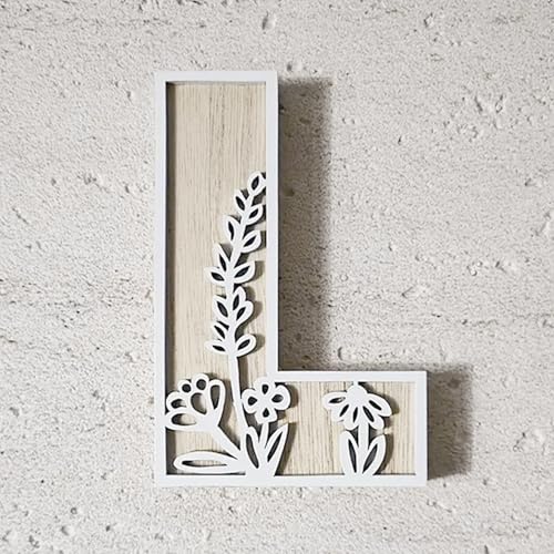 5 26 lettres pour décoration murale - Les fleurs peuvent être peintes sur bois pour chambre d'enfant - Lettres en bois pour bricolage - Plaques nominatives...