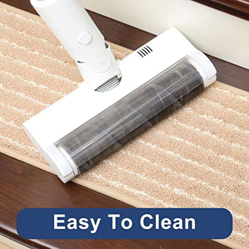 Cosy Homeer Edging Soft Stair Treads Non-Slip Carpet Mat 28Inx9In Indoor Stair Runners Mat For Wooden Steps,Edging Stair Rugs For Kids And Dogs, 100% Polyester Tpe Backing 10Pcs,Beige #TOP3