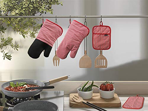 Oven Mitts And Pot Holders Sets, Heat Resistant Neoprene Oven Mitts,Soft Cotton Oven Mitt, Anti-Slip Oven Gloves And Pot Holders For Kitchen, Baking, Bbq #TOP5