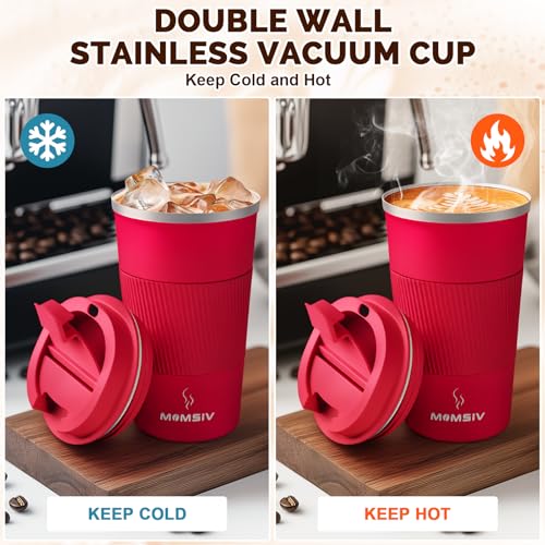 Image of MOMSIV 17oz Travel Mug, Insulated Coffee Cup with Leakproof Lid, Vacuum Stainless Steel Double Walled Reusable Tumbler for Hot and Cold Water Coffee and Tea In Travel and Car