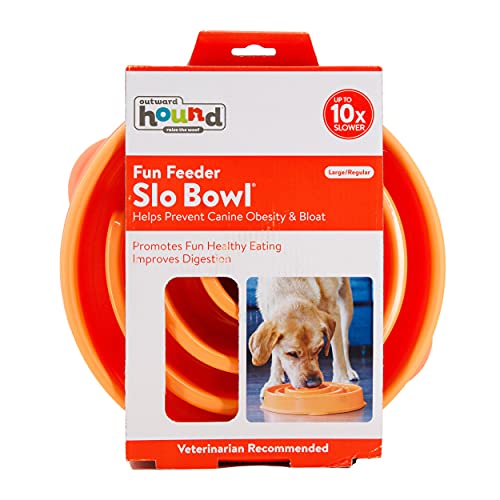 Outward Hound Fun Feeder Slo Bowl, Slow Feeder Dog Bowl, Large/Regular, Orange #TOP1