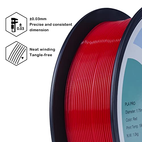 Image of ZIRO 3D Printing Filament, 1.75mm 1KG, Fit for Most FDM Printers, Red | Fit for Most FDM 3D Printer, 1.75mm 1KG Spool, Dimensional Accuracy + /-0.03mm, Colorful PLA FilamenT