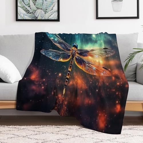 Manta de forro polar de Dragonfly cálida para cama y sofá pequeña mullida de 100x130 3