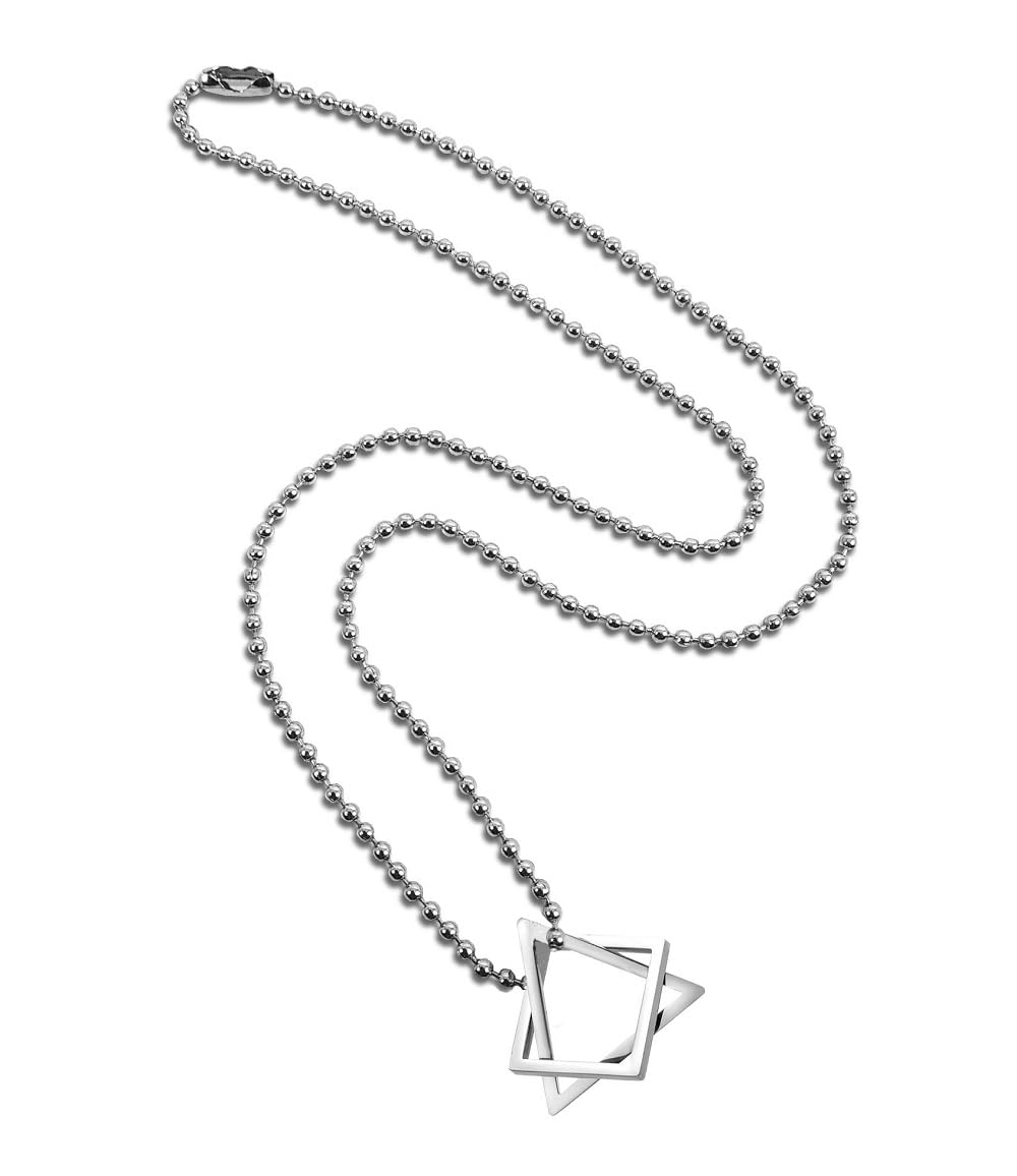Stylewell Unisex Stylish & Fancy Stainless Steel Silver Color Funky Geometric Interlocking Triangle Square Design Hip Hop Pendant Locket Necklace With Ball Chain (B0C7CKCC2R) Amazon Price History, Amazon Price Tracker