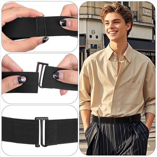Womens Invisible Elastic Belts Adjustable No Show Stretch Belt With Flat Buckle3