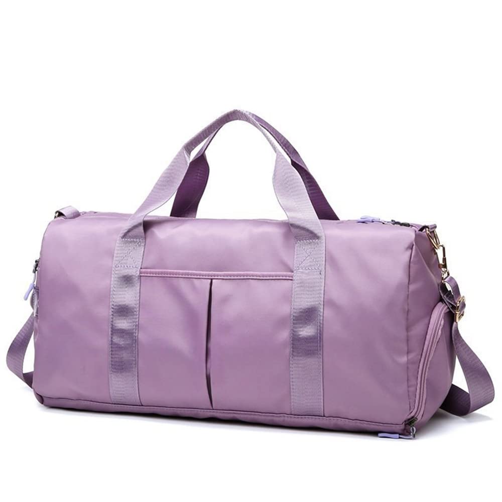 Hixingo Gym Bag with Shoe Compartment Travel Duffle Bag for Men and Women 45L Waterproof Light Weight Sports Bags for Weekender Swimming Football Basketball (45L,Purple)