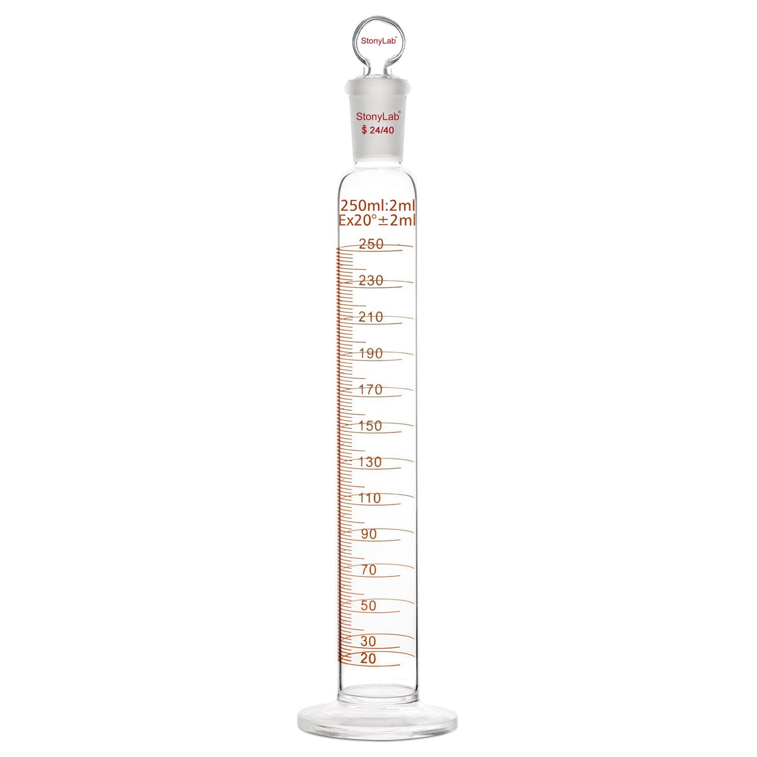 stonylab Measuring Cylinder with Stopper, 100 ml Heavy Wall Borosilicate Glass Measuring Graduated Cylinder with 24/40 Standard Ground Joint and Flat Head Stopper, 1 Pack — Amazon image 8