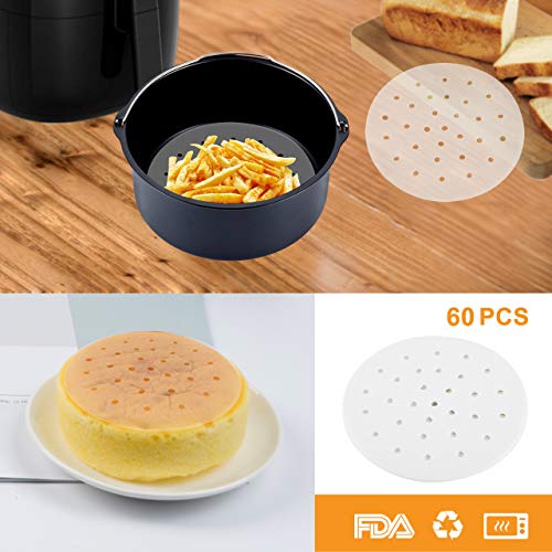 WarmHut 11-Piece Air Fryer Accessories Kit 7 Inch with 60Pcs Non-Stick Air Fryer Parchment Liners, Compatible with Ninja Power Phillips Gowise, Fit all 3.2QT - 5.8QT