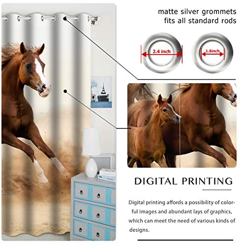Two Running Horses Window Curtain Panels Blackout Curtain Panels Thermal Insulated & Light Blocking 42W X 84L Inch (Set Of 2 Panels) #TOP1