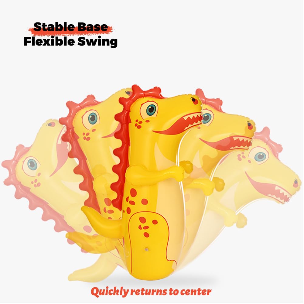 Lot de 2 sacs de frappe gonflables, au motif de dinosaure, mannequin debout gonflable, en bas, doit ajouter de l'eau pour les enfants, cadeaux de sport, en plein air (95 cm) - 4