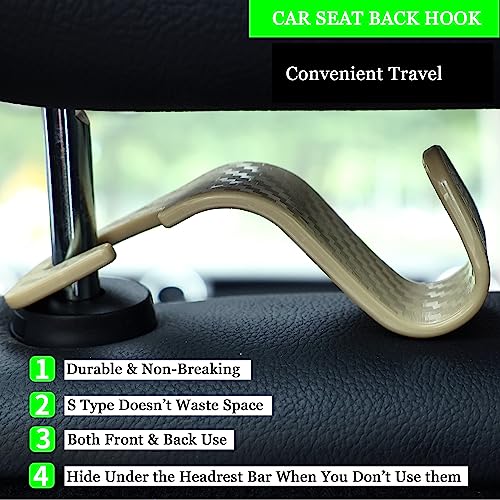image for Amooca Car Seat Headrest Hook 4 Pack Hanger Universal Vehicle Car Stor