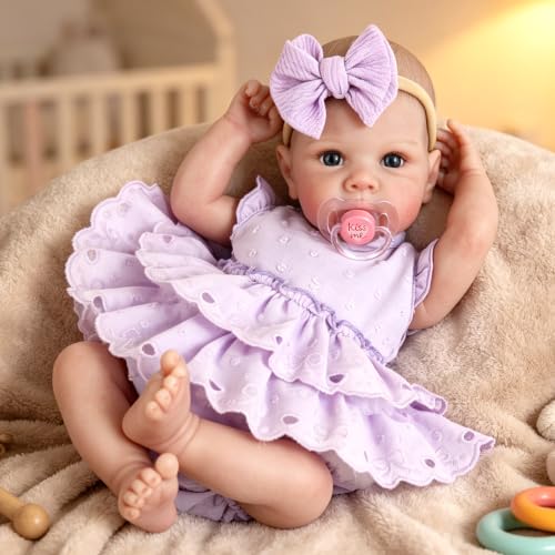 Milidool Reborn Baby Dolls - 20 Inch Realistic Baby Doll Real Life Baby Dolls Lifelike Newborn Baby Doll Girl Soft Body with Feeding Kit for 3+ Years Old Kids Gifts