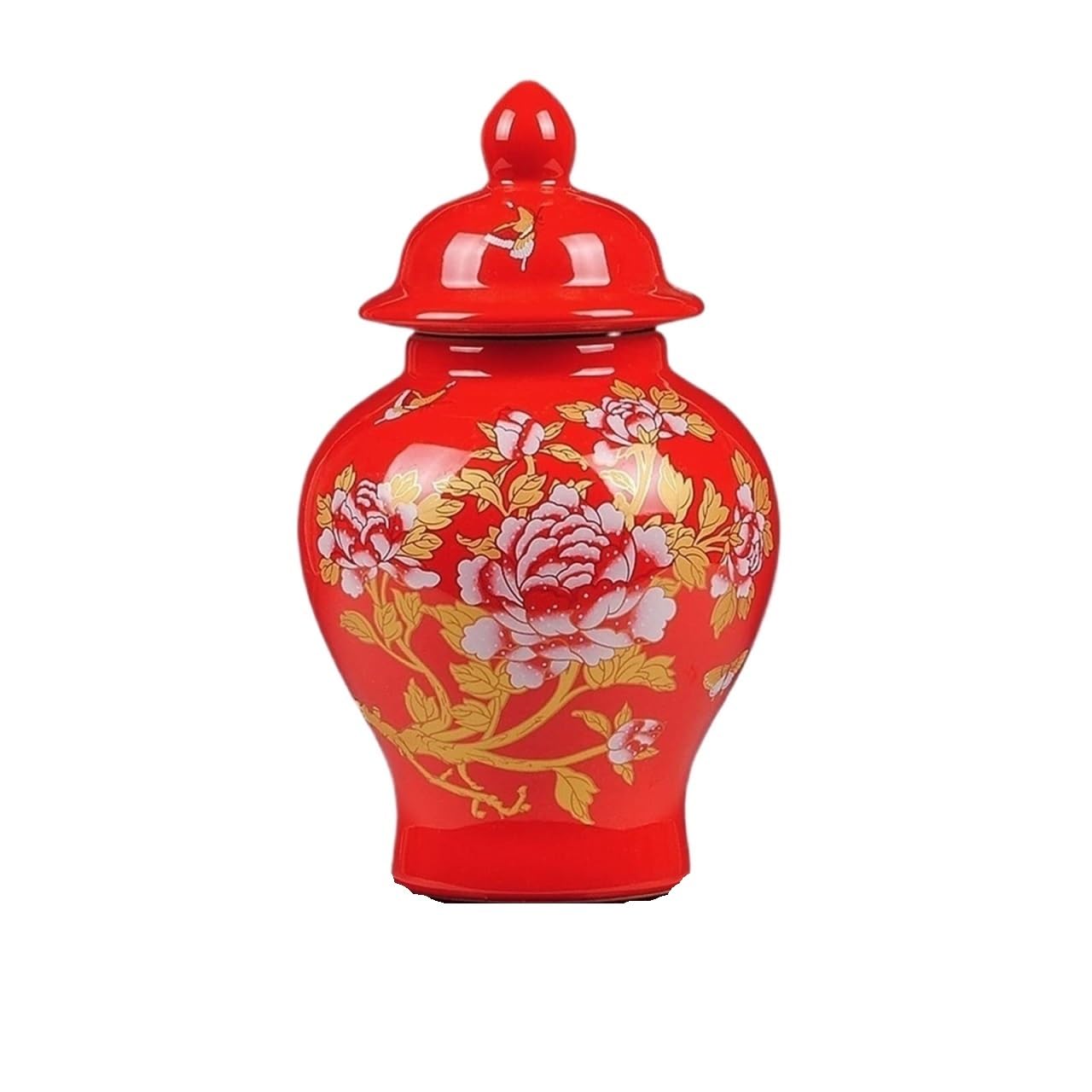 GFJHdfhE Chinese Style Decorative Jar Ceramic Decorative Vase Rustic Farmhouse Ginger Jars For Home Decor Peonies Flower Flower Display