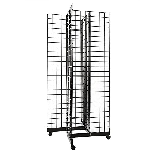 Only Garment Racks #1946B(1) + #1900B(4) + #1904B(12) Black 4-Way Grid Tower Display