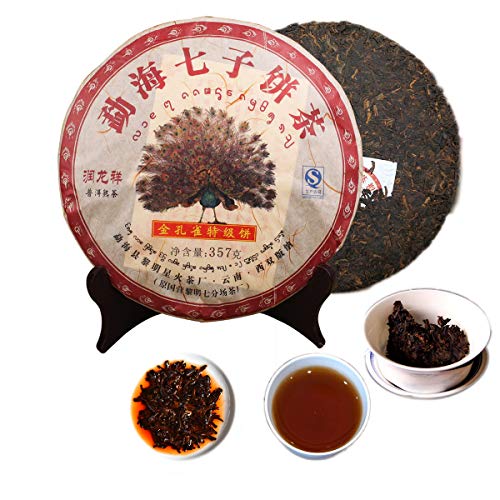 Thé Pu'er ancien aux sept paons dorés du Yunnan - Galette prestigieuse de 357g