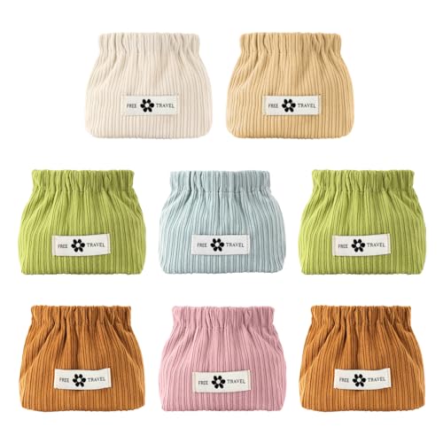 Corduroy per Organizer Pouch, 8pcs Shrapnel Portable Elastic Small Storage Bag for Inside Purses, Hair Tie Lipstick Makeup Bags - Main Image