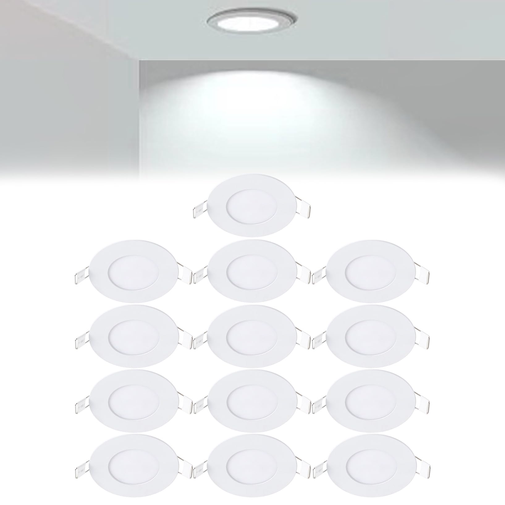 VOGHMOLD 3W Ultra Slim LED Downlight 3 inch, 6000K Recessed Ceiling Light, Cut Φ70-75mm, AC85-265V Flush Mount Spotlights Aluminum Round Panel Lights for Office Hallway, 13 Pack