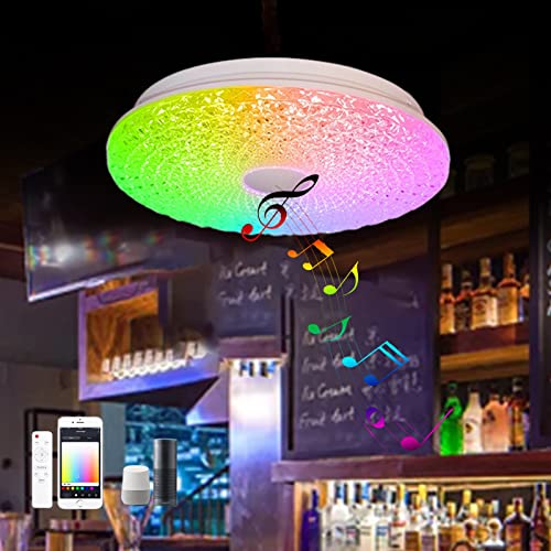JDALX Mini RGB Deckenlampe Dimmbar Variable Farbe Alexa Google Home Kompatibel Kinderlicht Bluetooth App Fernbedienung Timer Weiß 30cm Deckenleuchte für Flur Kinderzimmer Wohnzimmer Cover