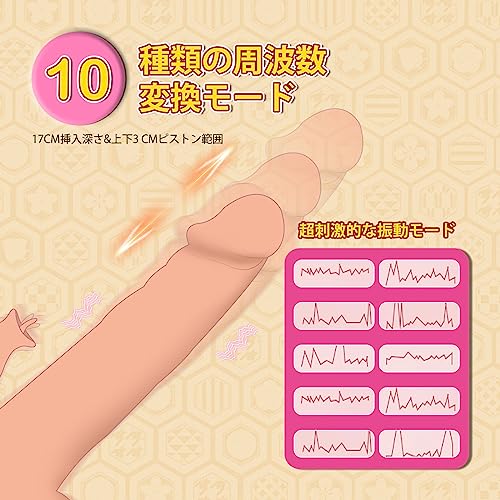 ディルド 電動ディルド バイブ【10種類ピストン 高速伸縮回転・振動・舌舐 スイング＆40℃加熱】バイブ 女性用二点同時責め 全長20.5CM Gスポット刺激ピストン ローター 潮吹き電マ バイブレーター リモコンバイブ 遠隔操作10M 强力吸盤付き 二層構造 シリコン制 柔軟 高弾力 完全防水 大人のおもちゃ リアル オナニー 電動マッサージ ア - 画像3