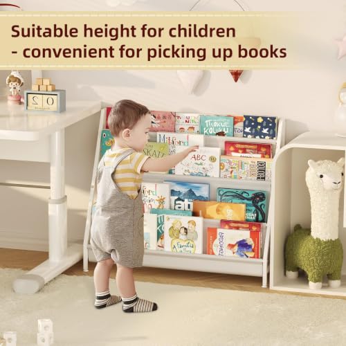 Image of Aokitsink 4-Tier Kids Bookshelf, Book Shelf for Kids Rooms,Book Rack for Kid with Four Deep Pockets,Nursery Bookshelves for Kid' Playroom, Toddler Bookshelf as a Children's Gift