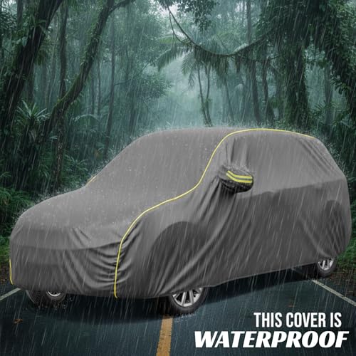 Image of Kayme Compatible with Grey Citron c3 Car Cover Waterproof Car Body Cover for All Weather Proof & Full Bottom Elastic, Triple Stitching with 100% Nail Proof Cover
