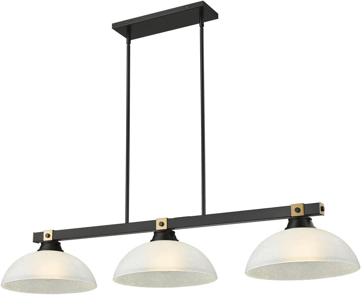 Bronte Three Light Billiard Matte Black + Rubbed Brass