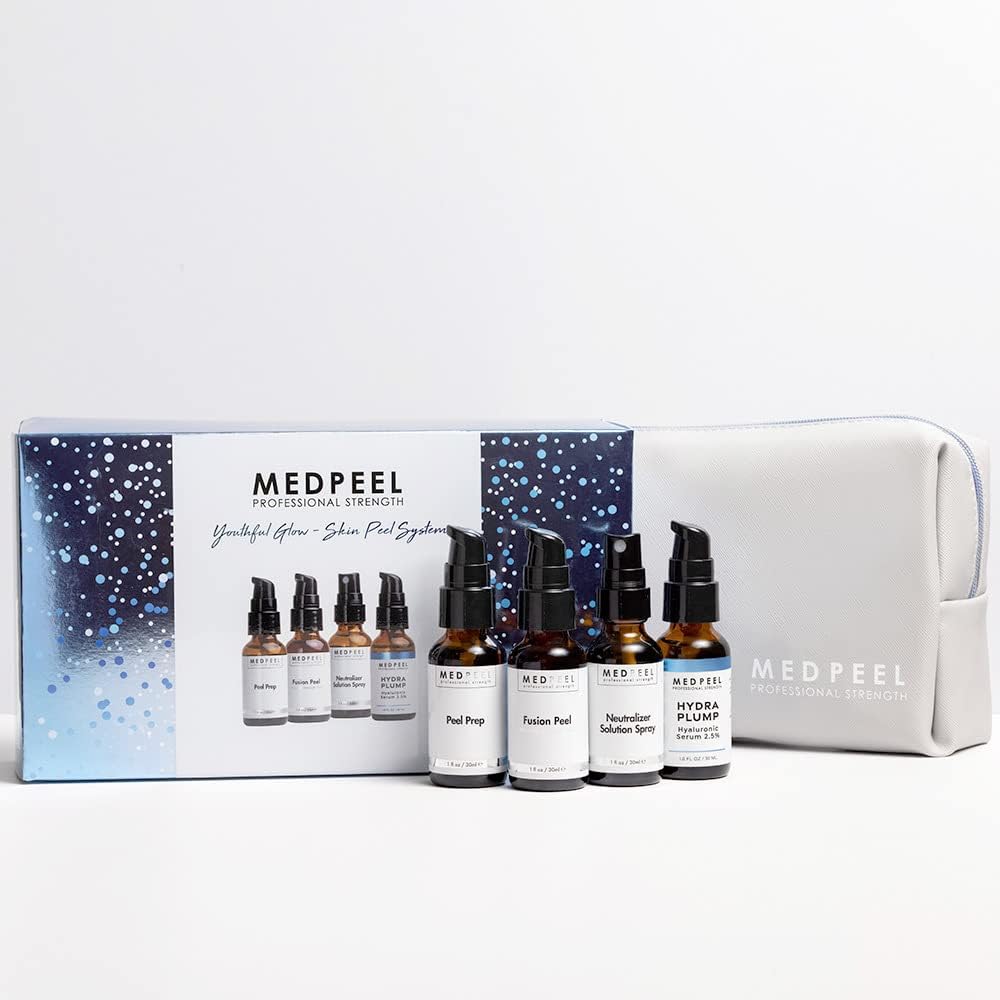 MedPeel Youthful Glow Skin Peel System Kit With Prep, Neutralizer, Fusion Peel and Hydra Plump Serum, Exfoliates & Firms