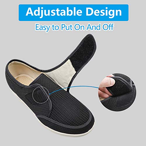 Mens Diabetic Edema Shoes Lightweight Walking Mesh Breathable Wide Sneakers Strap Adjustable Easy On and Off for Elderly, Swollen Feet, Plantar Fasciitis2