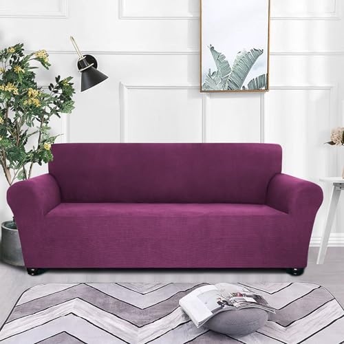 Housse de canapé extensible violet foncé lavable en élasthanne - 6